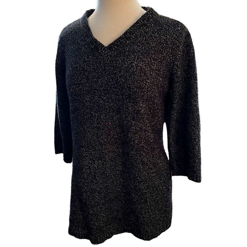 Karen Scott Sweater Loose Fit Black & White Tweed size Medium
